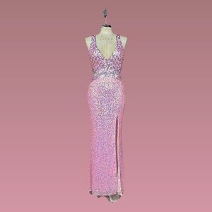 Y2K Pink Sequin Prom Dress